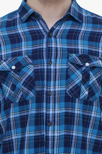 Men's cotton flannel double pocket shirt | checks shirt for men