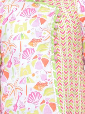 Twisha full sleeves beach print overlap kurta & dhoti - white & limegreen 5