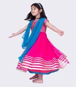 Twisha short sleeves brocade and net gown - pink