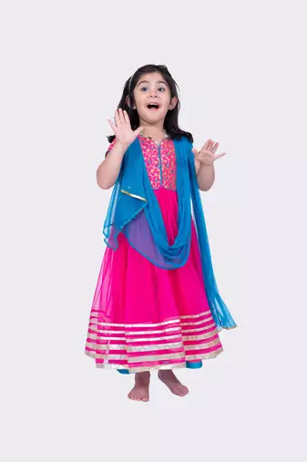 Twisha short sleeves brocade and net gown - pink