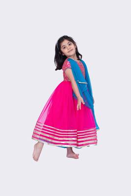 Twisha short sleeves brocade and net gown - pink 3