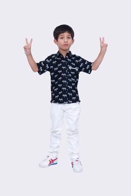 Twisha black half sleeves cotton zebra print  shirt  1