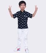 Twisha black half sleeves cotton zebra print  shirt 