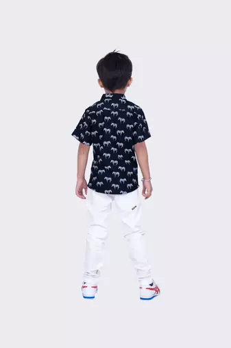 Twisha black half sleeves cotton zebra print  shirt 
