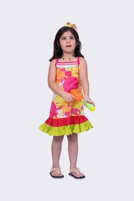 Twisha sleeveless strappy frilled multi coloured dress 1