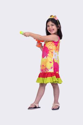 Twisha sleeveless strappy frilled multi coloured dress 2