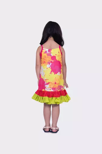 Twisha sleeveless strappy frilled multi coloured dress