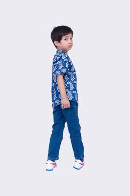 Twisha indigo half sleeve rabbit printed cotton shirt 3