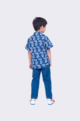 Twisha indigo half sleeve rabbit printed cotton shirt 4
