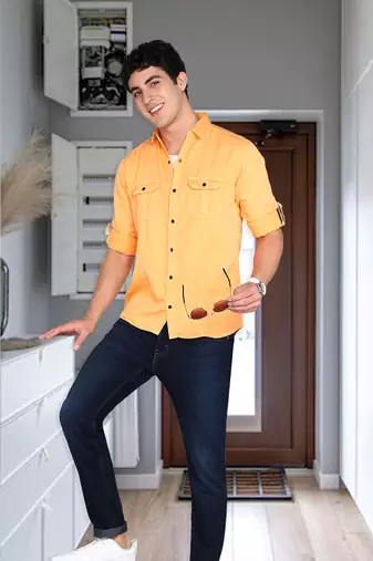 Men's cotton twill casual shirt | double pocket shirt  