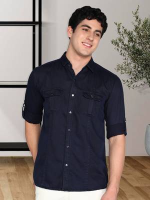 Men's cotton twill casual shirt | double pocket shirt   1