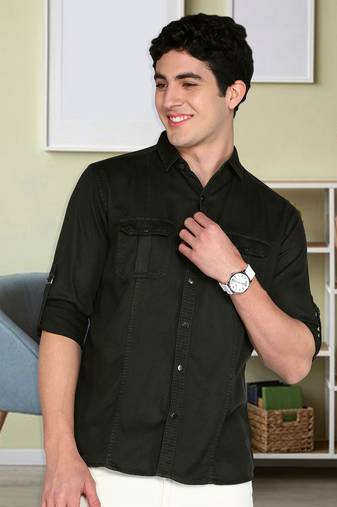 Men's cotton twill casual shirt | double pocket shirt 