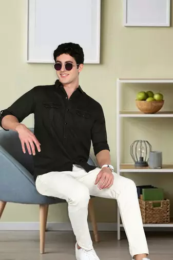 Men's cotton twill casual shirt | double pocket shirt  