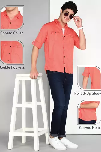 Men's cotton twill casual shirt | double pocket shirt  
