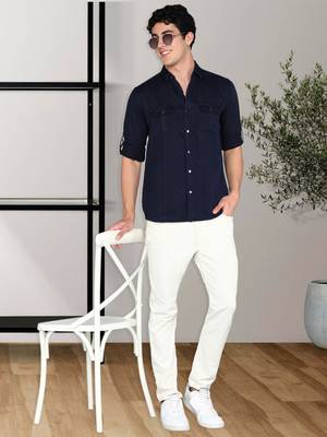 Men's cotton twill casual shirt | double pocket shirt   3