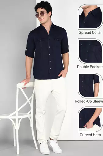 Men's cotton twill casual shirt | double pocket shirt  