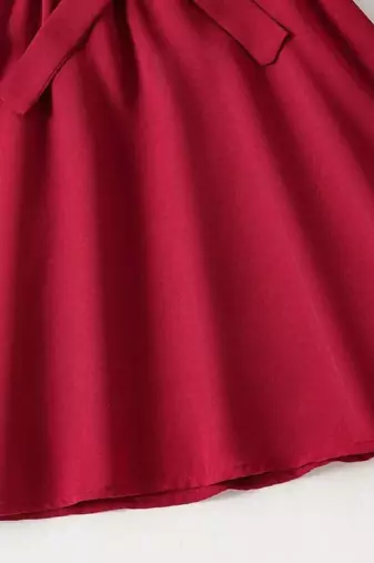 Red-white color printed cotton blend fit&flared style dresses