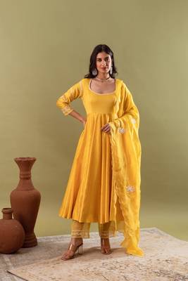 Noor mustard yellow anarkali set 1