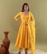 Noor mustard yellow anarkali set