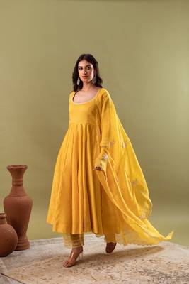 Noor mustard yellow anarkali set 3