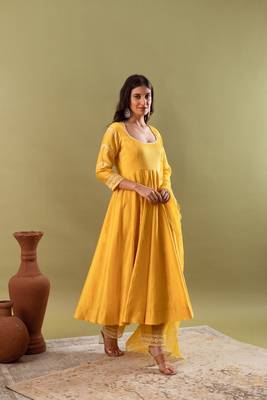 Noor mustard yellow anarkali set 4