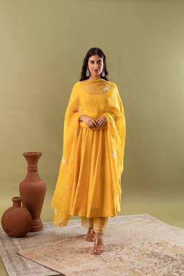 Noor mustard yellow anarkali set 5
