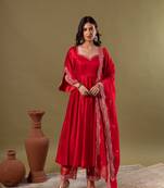 Noor red anarkali set