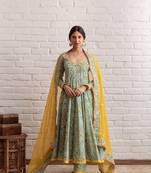 Pista green anarkali set