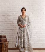 White grey anarkali set