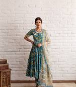 blue anarkali set