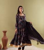 Dark blue anarkali set