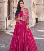 Pink Silk Jacket Lehenga Choli with Sequins Work