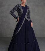 Blue Sequins Work Lehenga Choli with Jacket