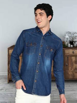 Men's denim casual shirt | double pocket shirt 1