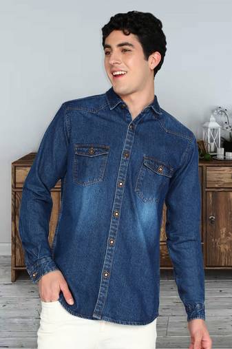 Men's denim casual shirt | double pocket shirt