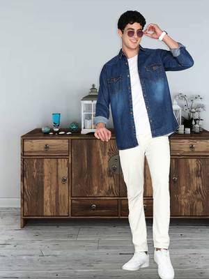 Men's denim casual shirt | double pocket shirt 3
