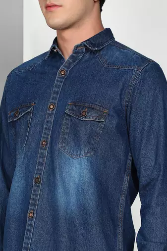 Men's denim casual shirt | double pocket shirt