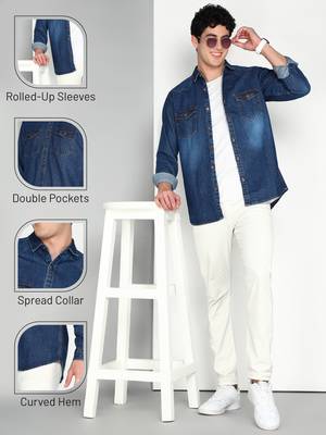 Men's denim casual shirt | double pocket shirt 5