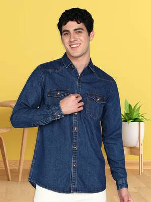 Men's denim casual shirt | double pocket shirt 1