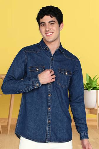 Men's denim casual shirt | double pocket shirt