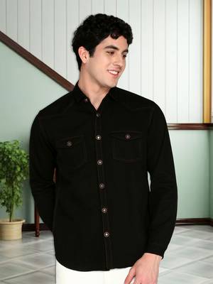 Men's denim casual shirt | double pocket shirt 1