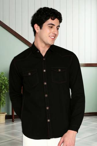 Men's denim casual shirt | double pocket shirt