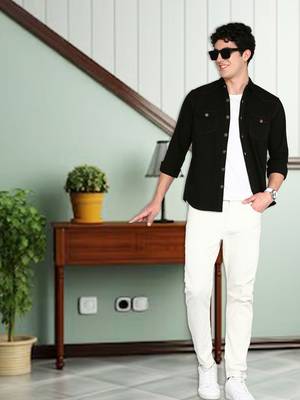 Men's denim casual shirt | double pocket shirt 3