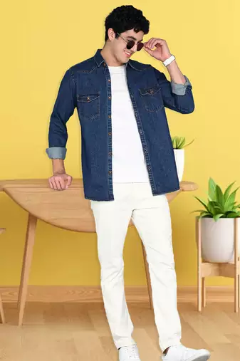 Men's denim casual shirt | double pocket shirt