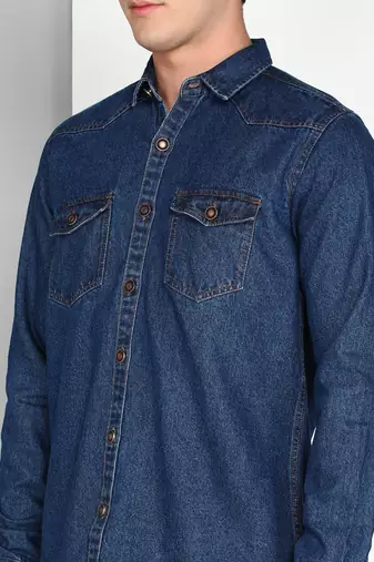 Men's denim casual shirt | double pocket shirt