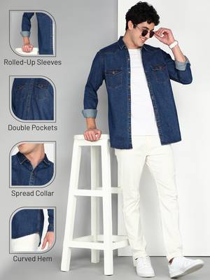 Men's denim casual shirt | double pocket shirt 5