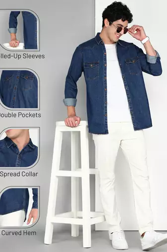 Men's denim casual shirt | double pocket shirt