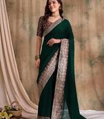 Elegant Green Saree with Unstitched Blouse