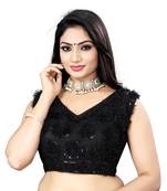 Black Nylon Net Embroidery Work Readymade Blouse