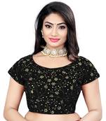 Black Glamorous Sequin Embroidered Velvet Blouse